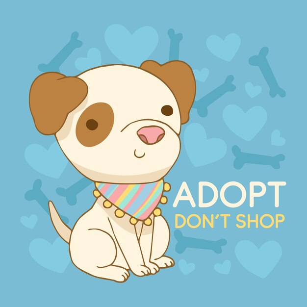 Adopta un mensaje de concepto de mascota con lindo perro ilustrado