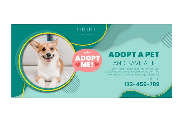 Vector gratuito adopte una plantilla de banner para mascotas