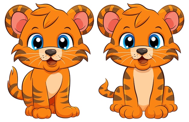 Vector gratuito adorable bebé tigre personaje de dibujos animados