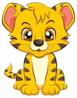 Vector gratuito adorable bebé tigre personaje de dibujos animados