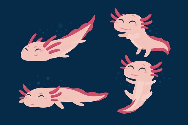 Adorable colección de ajolote marino