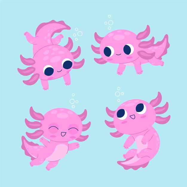 Adorable colección de ajolote marino