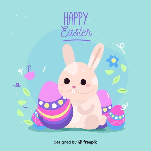 Adorable y colorido conejo de pascua ilustrado