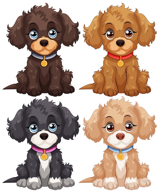 El adorable cuarteto de cachorros de dibujos animados