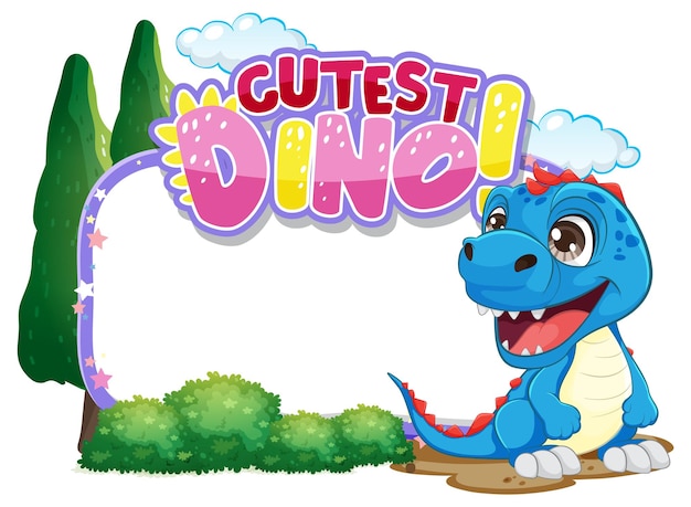 Vector gratuito el adorable dinosaurio de dibujos animados en la naturaleza