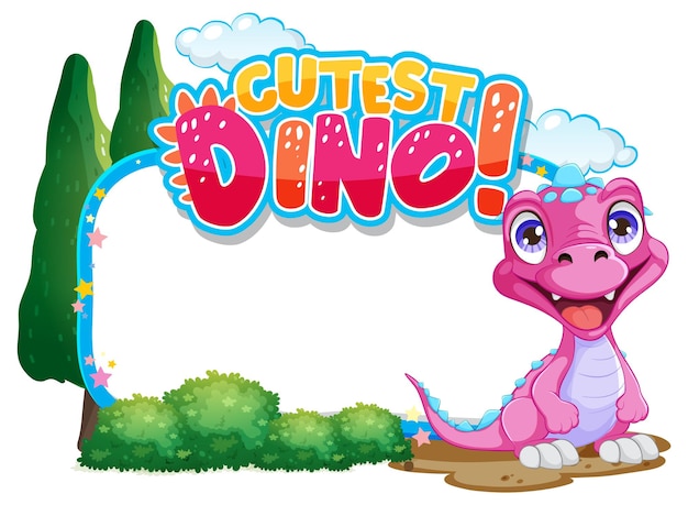 Vector gratuito el adorable dinosaurio de dibujos animados en la naturaleza