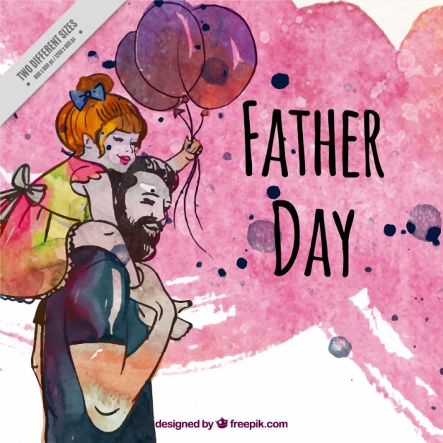 Vector gratuito adorable escena de acuarela de padre con su hija