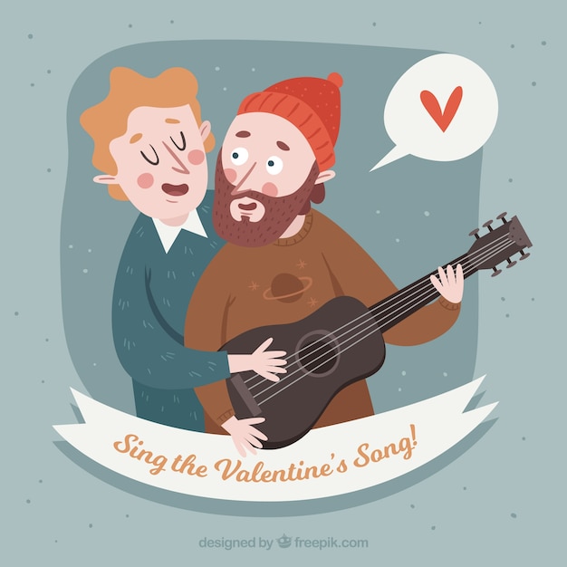 Vector gratuito adorable escena de pareja enamorada