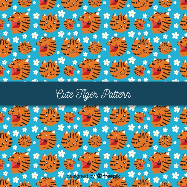 Adorable estampado de tigre en estilo plano