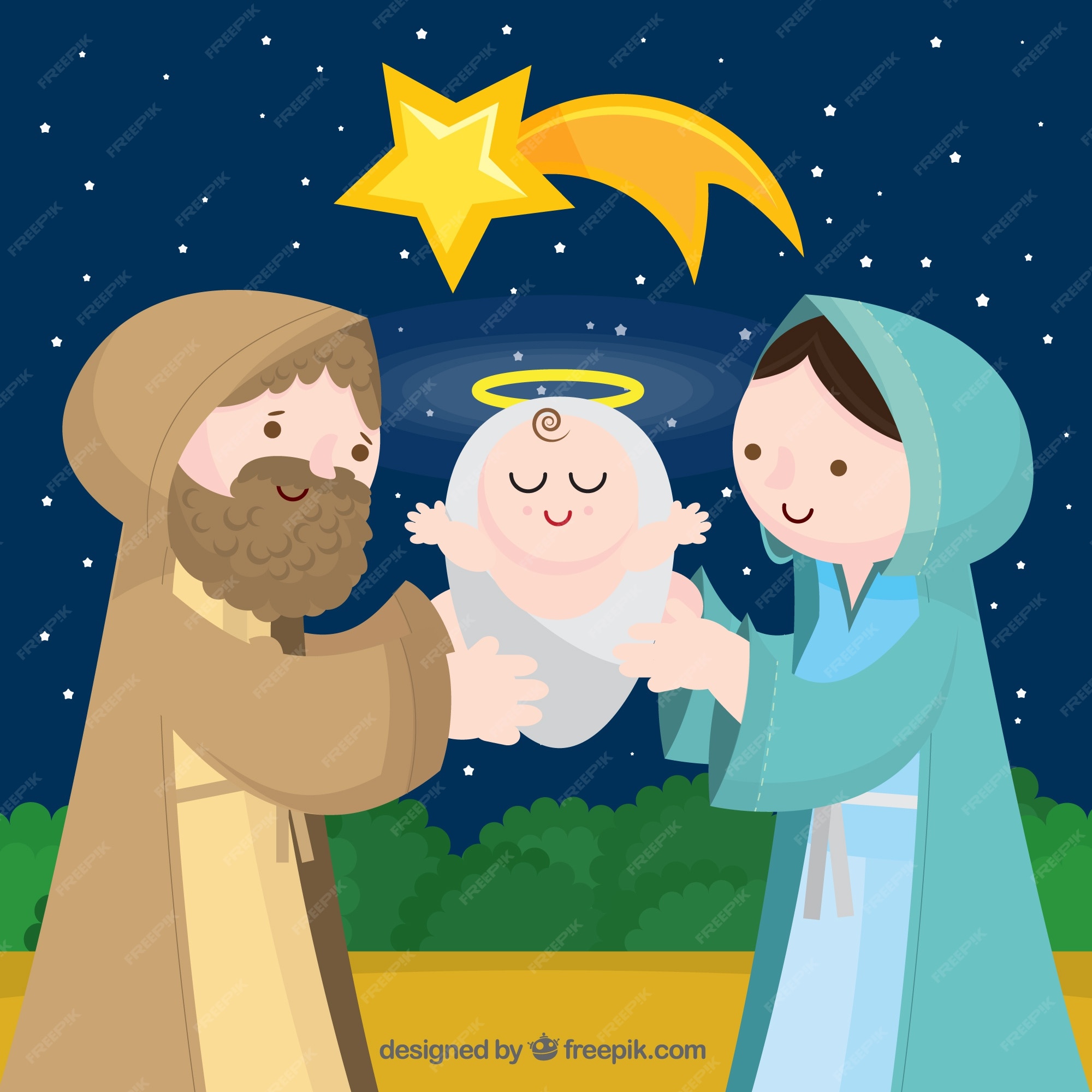 Adorable fondo del nacimiento del niño jesús | Vector Gratis