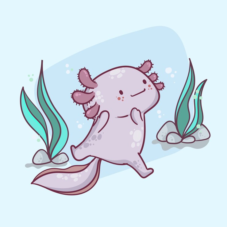 Vector gratuito adorable ilustración de ajolote marino