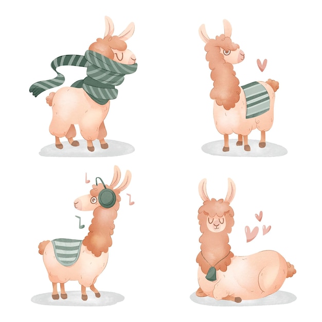 Vector gratuito adorable ilustración de llama salvaje