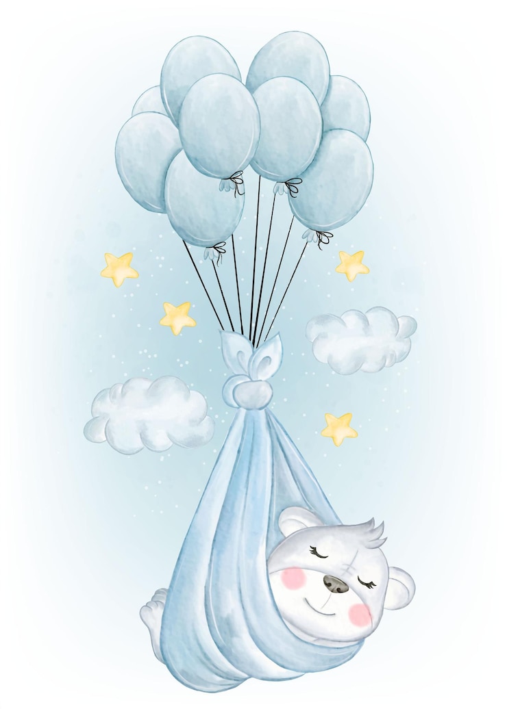 Vector gratuito adorable koala durmiendo con globo volador