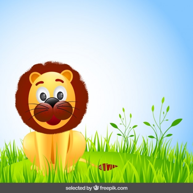Adorable león de dibujos animados