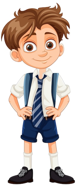 Vector gratuito adorable niño de dibujos animados con uniforme