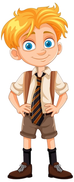 Adorable niño de dibujos animados con uniforme