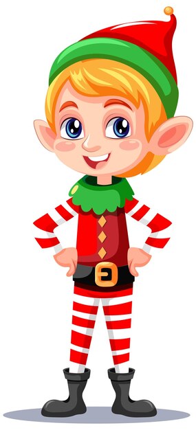 Adorable personaje de dibujos animados de duende navideño