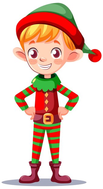 Adorable personaje de dibujos animados de duende navideño