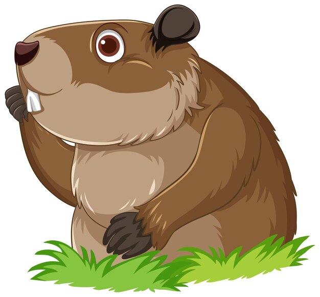 Adorable personaje de dibujos animados de marmota en estilo vectorial