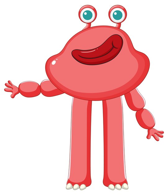 Adorable personaje de dibujos animados de monstruo alienígena rosa con piernas largas