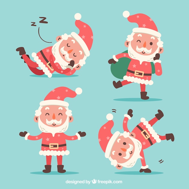 Adorable personaje de santa claus en diseño plano