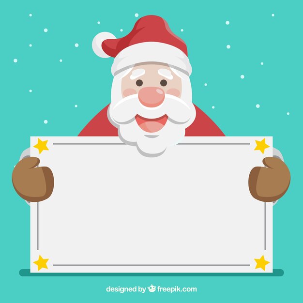 Adorable santa claus con cartel en blanco