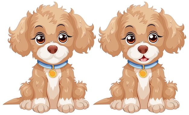 Vector gratuito los adorables cachorros gemelos de dibujos animados