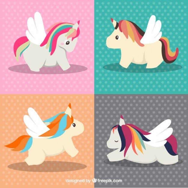 Adorables unicornios en diferentes poses