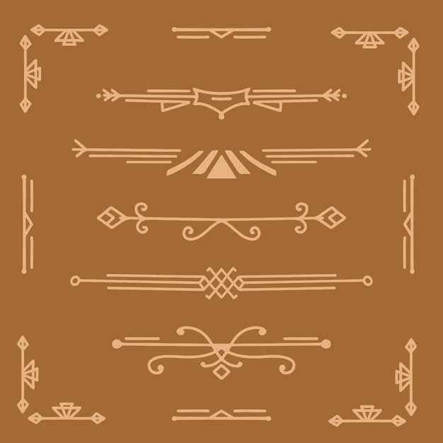 Adorno art deco de diseño plano
