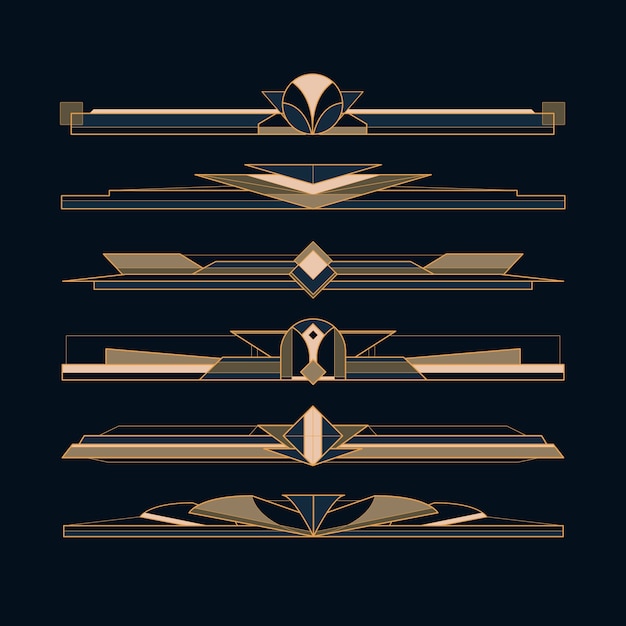 Vector gratuito adorno art deco de diseño plano