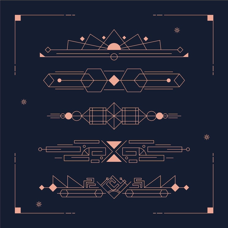 Vector gratuito adorno art deco de diseño plano