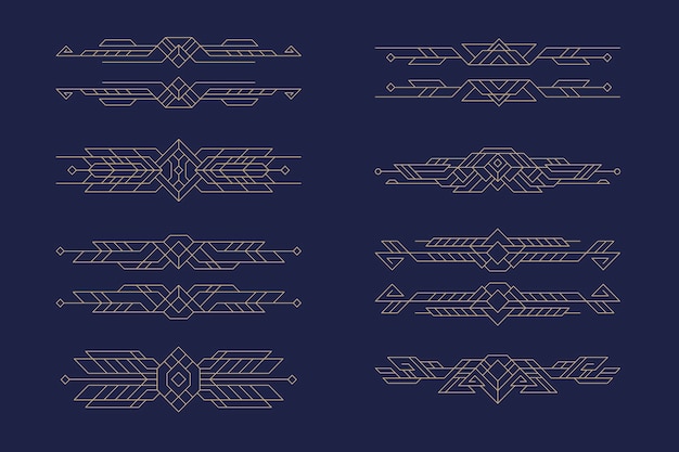 Adorno art deco de diseño plano