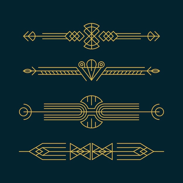 Adorno art deco de diseño plano