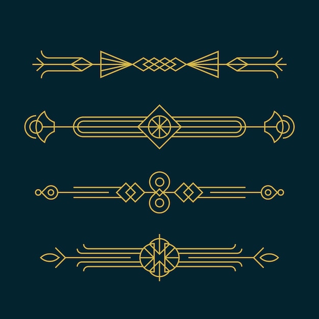 Adorno art deco de diseño plano
