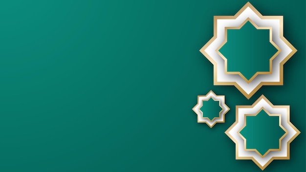 Adorno de estrella sobre fondo verde con espacio libre para el texto de celebración de ramadan kareem