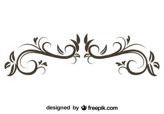 Adorno floral decorativo de diseño con estilo retro