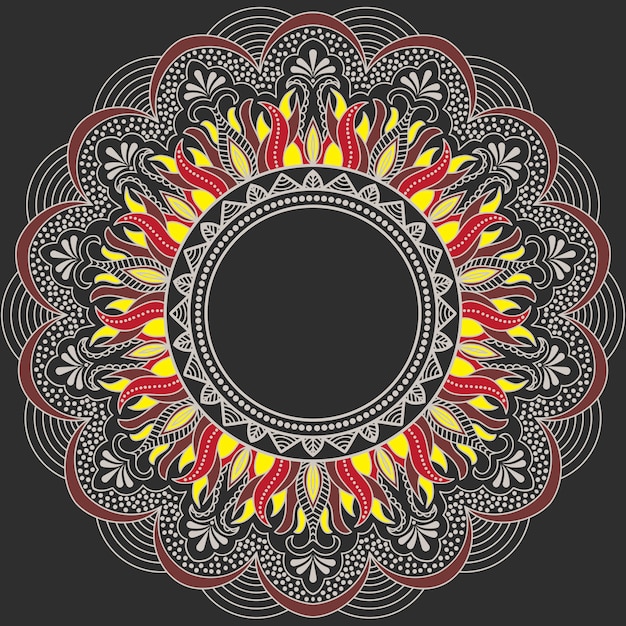 Vector gratuito adorno redondo de encaje con elementos de damasco y arabescos. estilo mehndi.