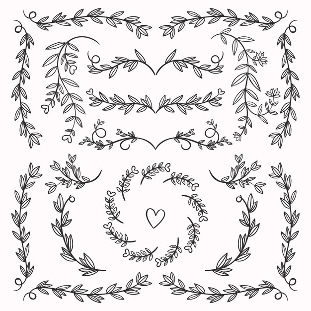 Adornos de álbum de boda dibujados a mano
