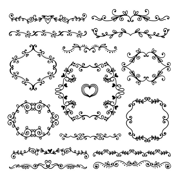 Adornos de álbum de boda dibujados a mano
