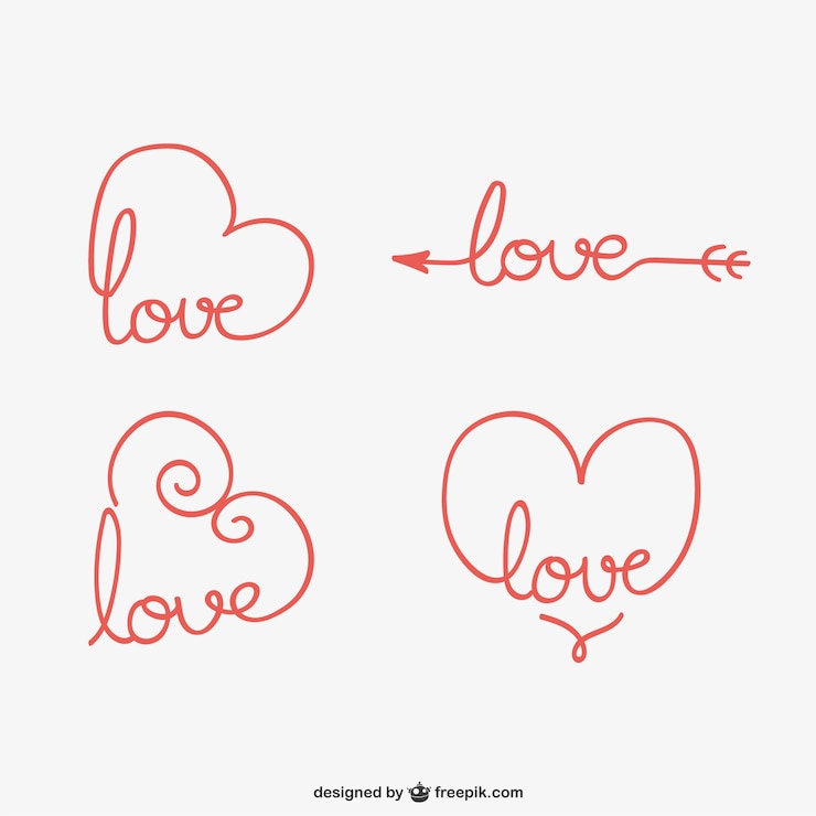Vector gratuito adornos de amor caligráficos