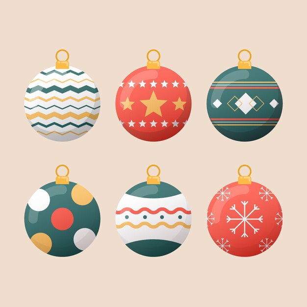 Adornos de bolas de navidad de diseño plano
