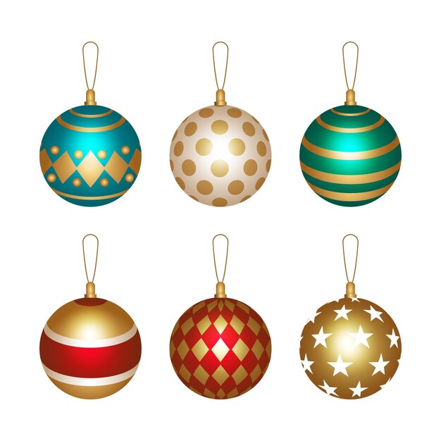 Adornos de bolas navideñas estilo realista.