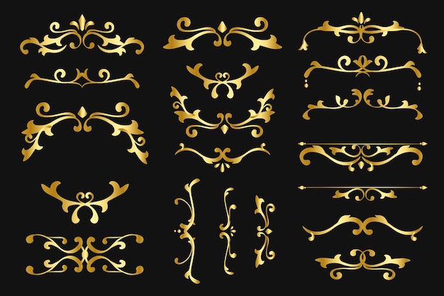 Adornos de lujo vector de oro florecer colección de marcos