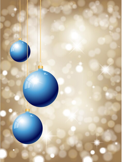 Adornos navideños colgantes sobre un fondo dorado brillante