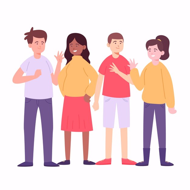 Adultos jóvenes con ropa colorida