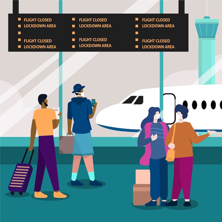 Vector gratuito aeropuerto cerrado debido a la pandemia
