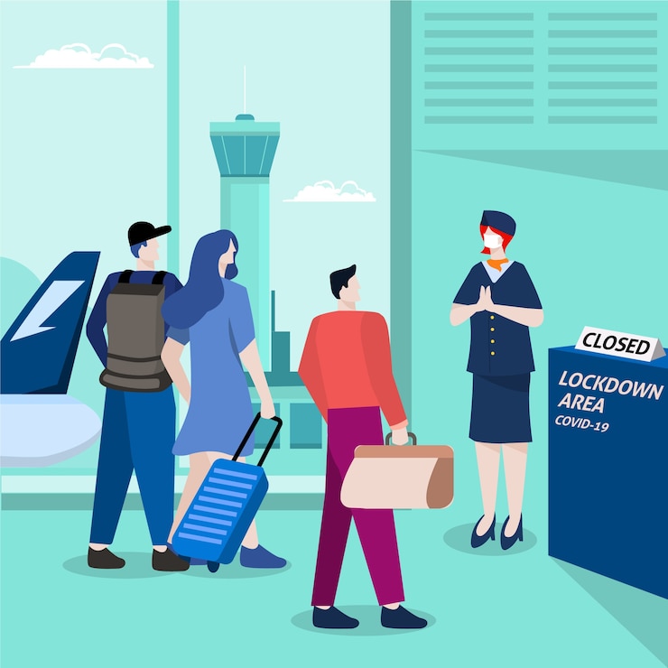 Vector gratuito aeropuerto cerrado por pandemia