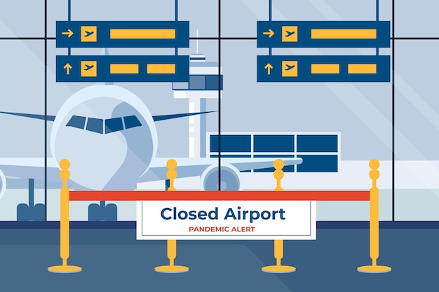 Vector gratuito aeropuerto cerrado y reprogramación de las vacaciones.