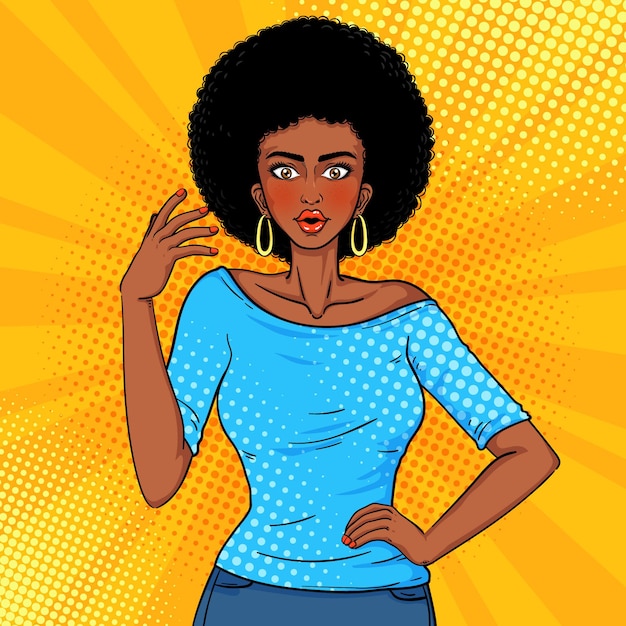 mujer afroamericana en ropa de moda. mujer joven con estilo en look casual.  ilustración de stock vectorial de una chica de moda en estilo de dibujos  animados sobre un fondo blanco. 8667693