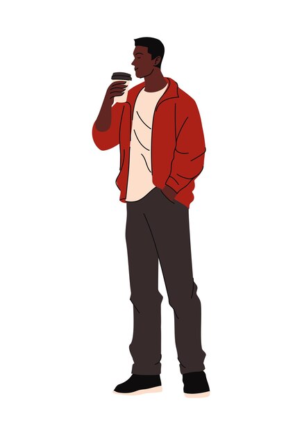 Afro hombre bebiendo café personaje